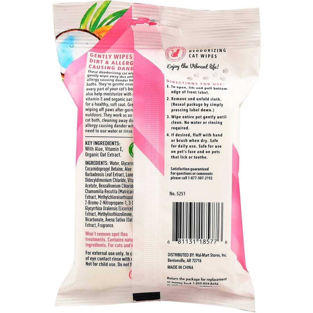 Vanilla Coconut Deodorizing Wipes for Cats & Kittens C3454
