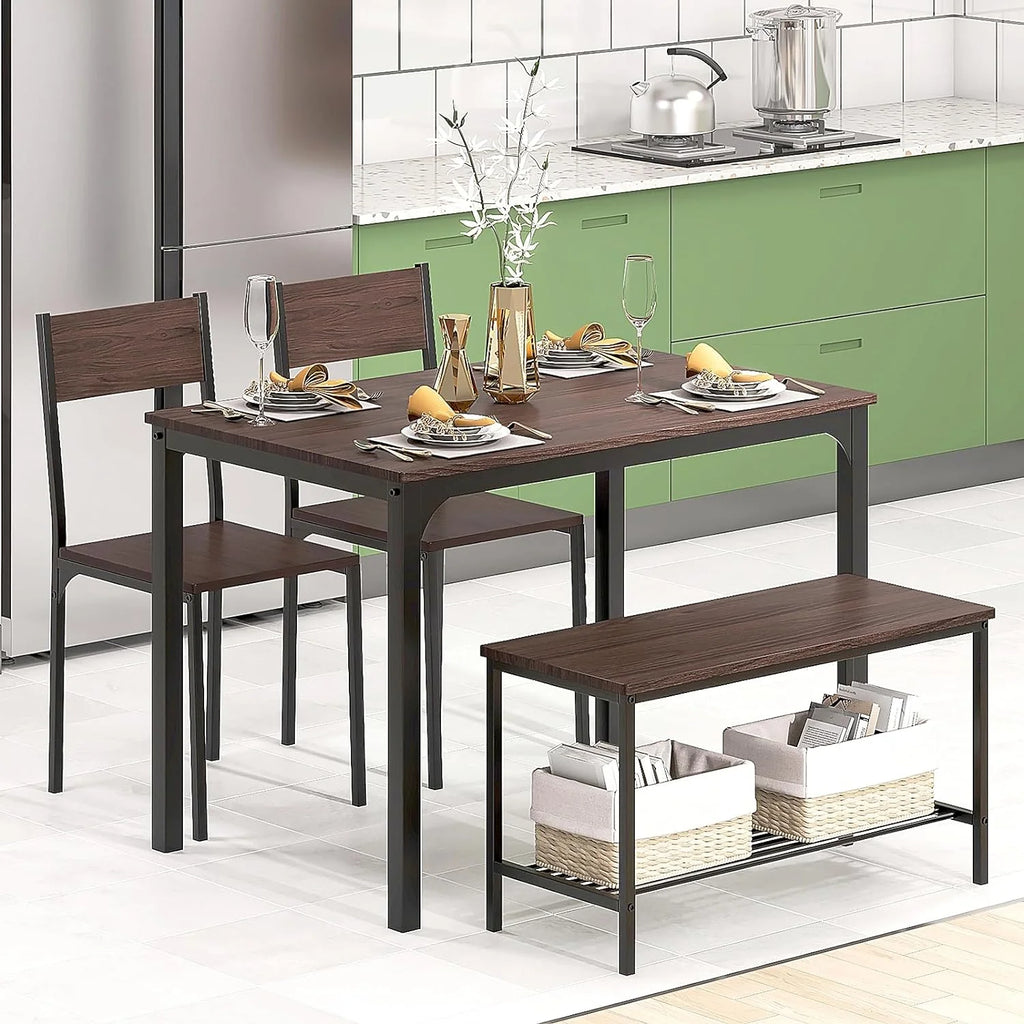 4 Person Dining Table Set with 2 Chairs and 1 Bench J814