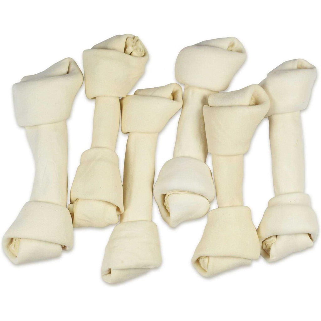 Natural White Knotted Rawhide Dog Chew Treats H6627