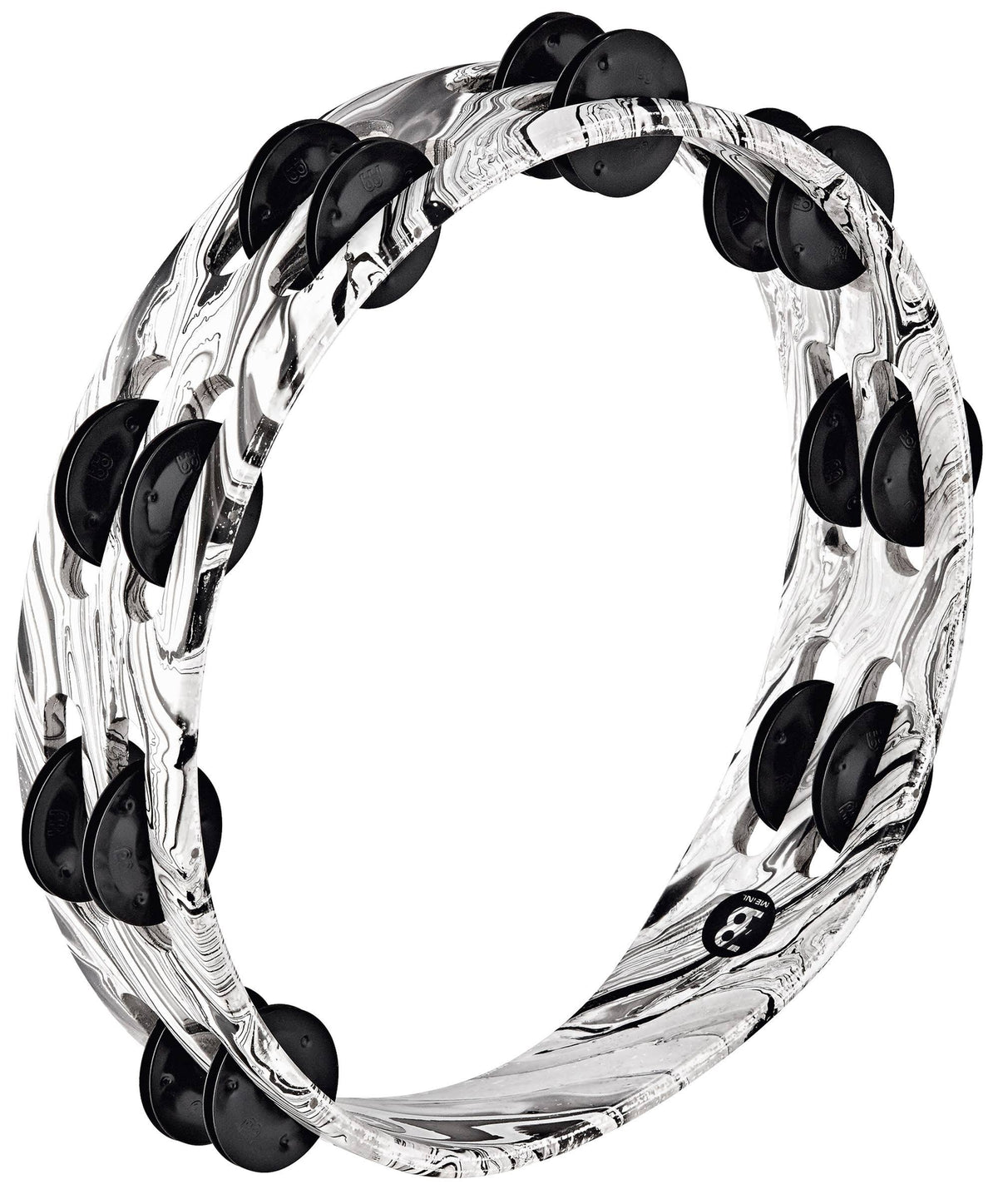 Wood Tambourine 2 Row Black Plated Steel Jingles H13403