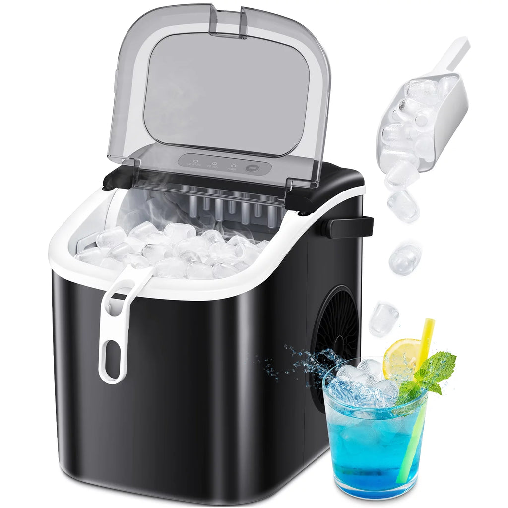 Portable Countertop Ice Maker with Handle, 26Lbs/24H, Black Y1865