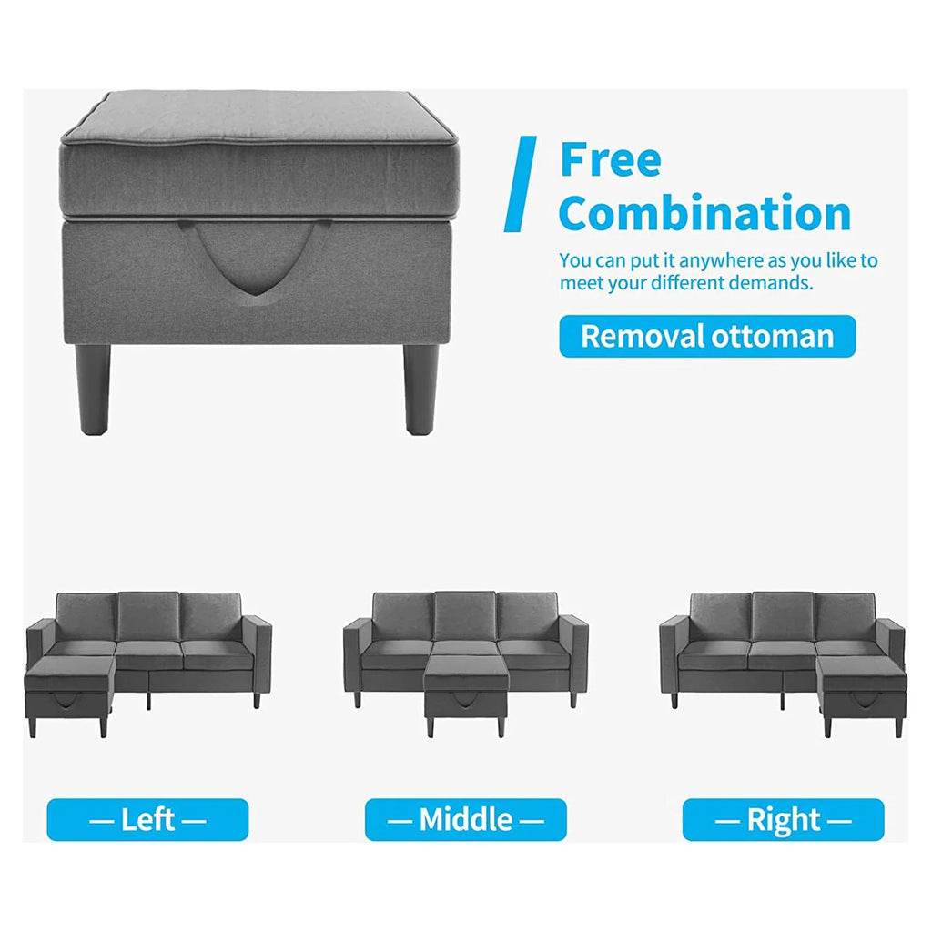 Dark Gray Convertible Sectional Sofa with Storage Ottoman N308862