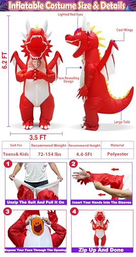 Red Dragon Inflatable Costume for Kids Z66554
