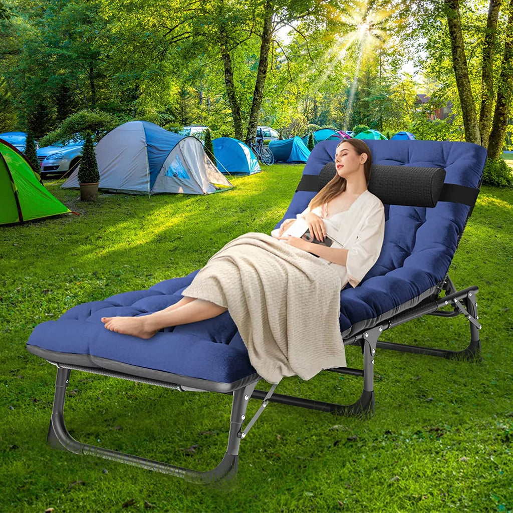 Adjustable 4-Position Folding Camping Cot with Pillow V7098