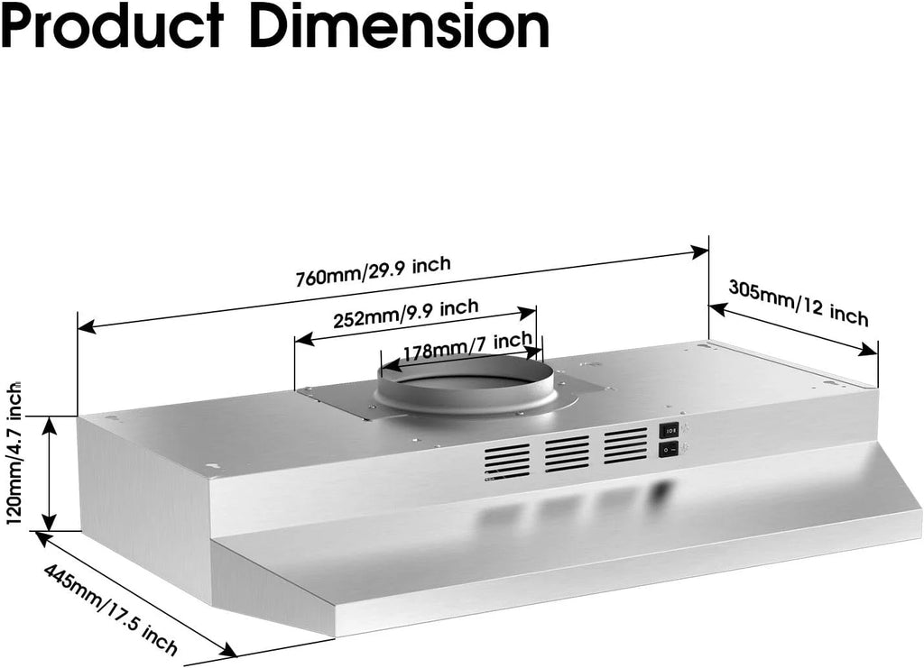 30 inch Under Cabinet Stainless Steel Range Hood N7638