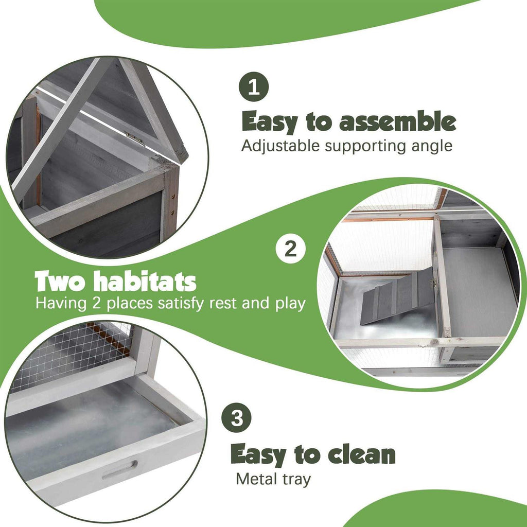 2 Story Wooden Rabbit Hutch with Pull Out Tray S482054