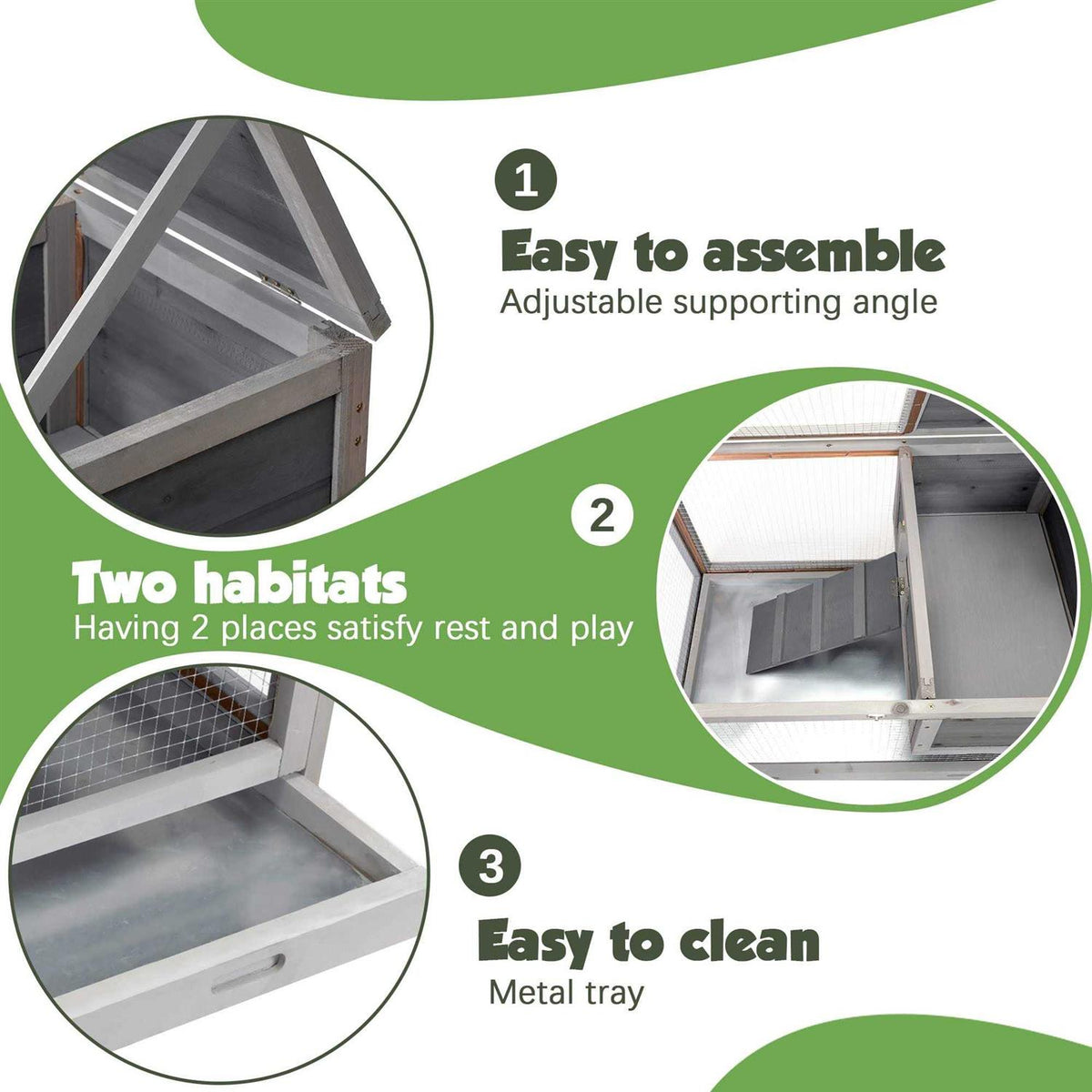 2 Story Wooden Rabbit Hutch with Pull Out Tray S482054