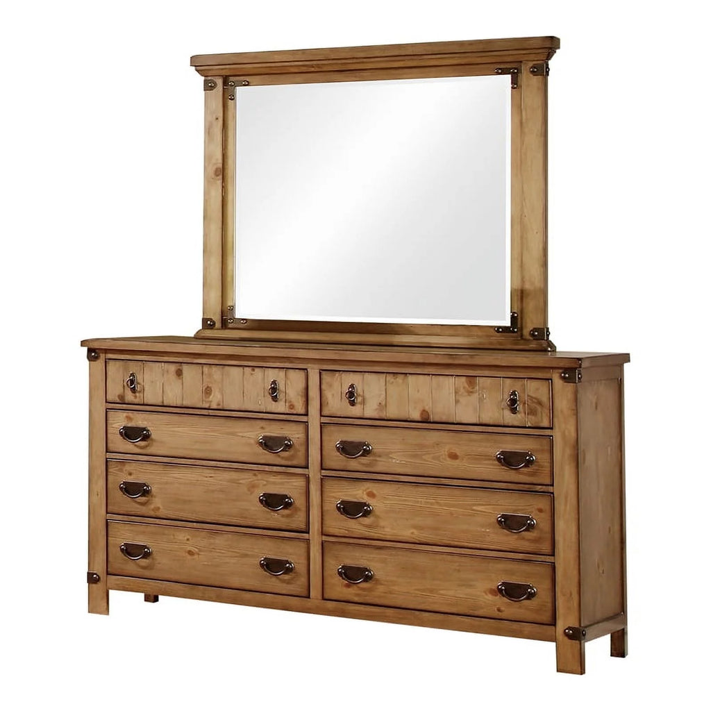 2-Piece Wood Dresser with Mirror in Mahogany C5353