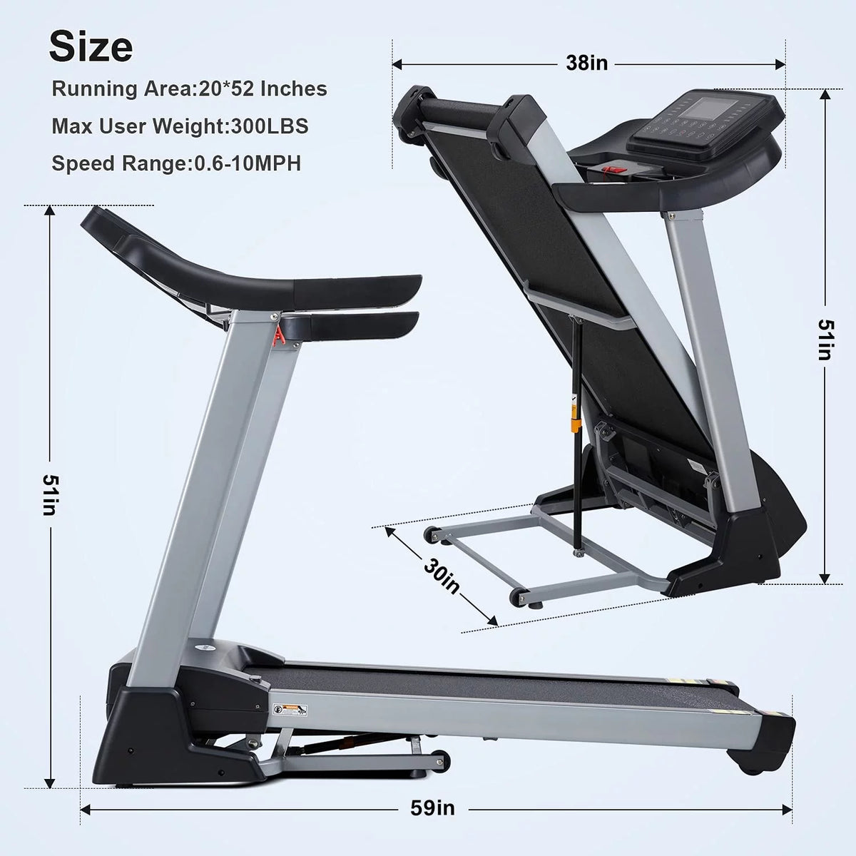 Folding Treadmill with 15% Electric Incline D661