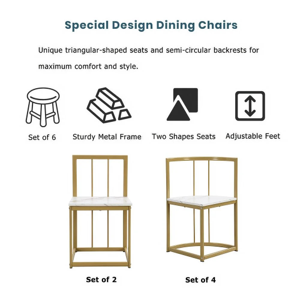 Modern 7-Piece Faux Marble Dining Table Set N92096