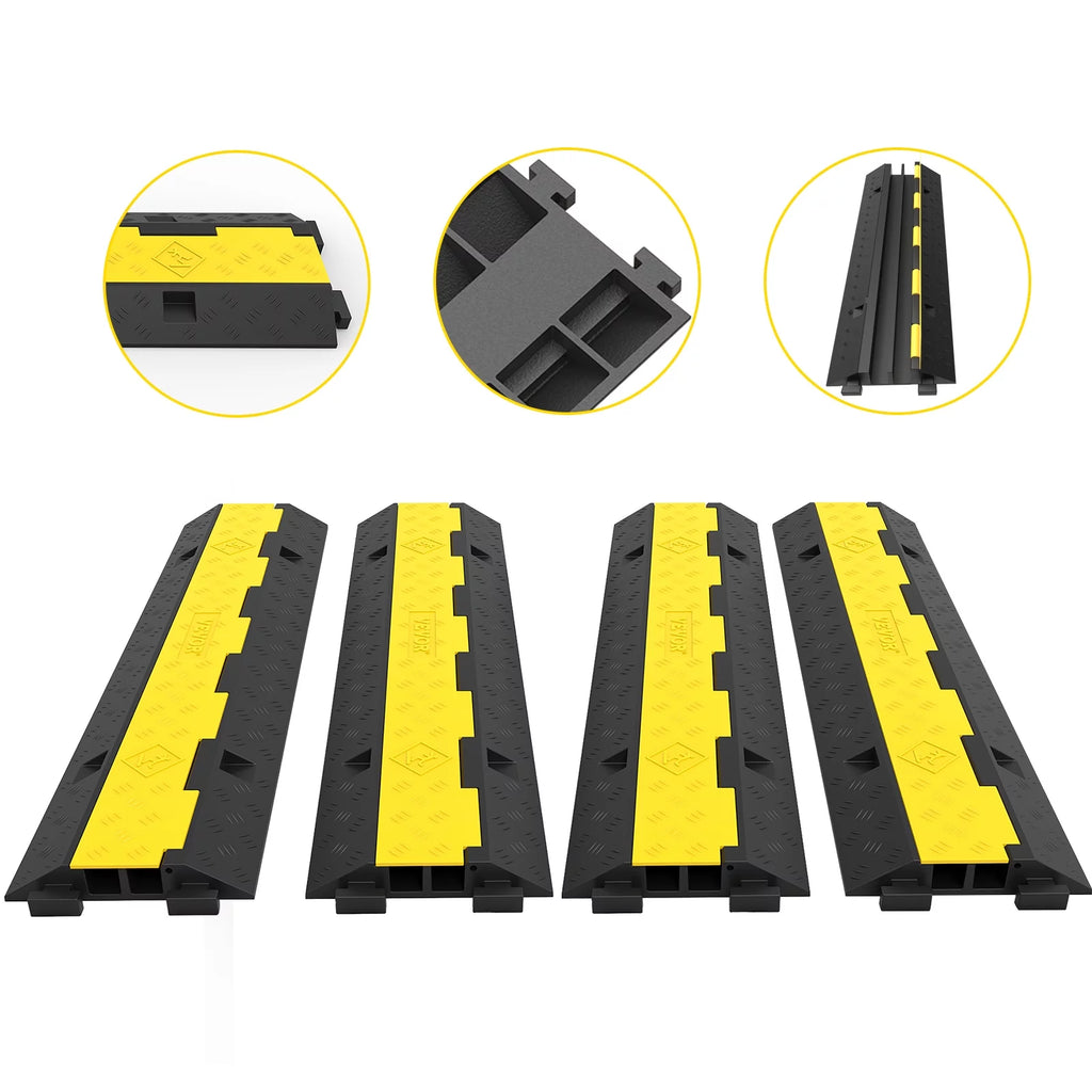 4PCS 2-Cable Rubber Speed Bump Cable Protector Ramp Z77841