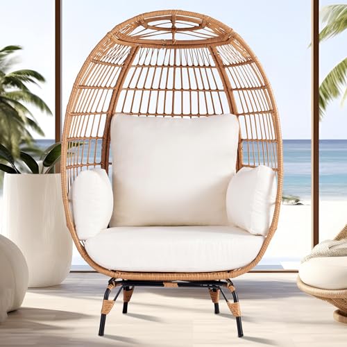 Oversized PE Wicker Egg Chair with 4 Thicken Cushions V320268