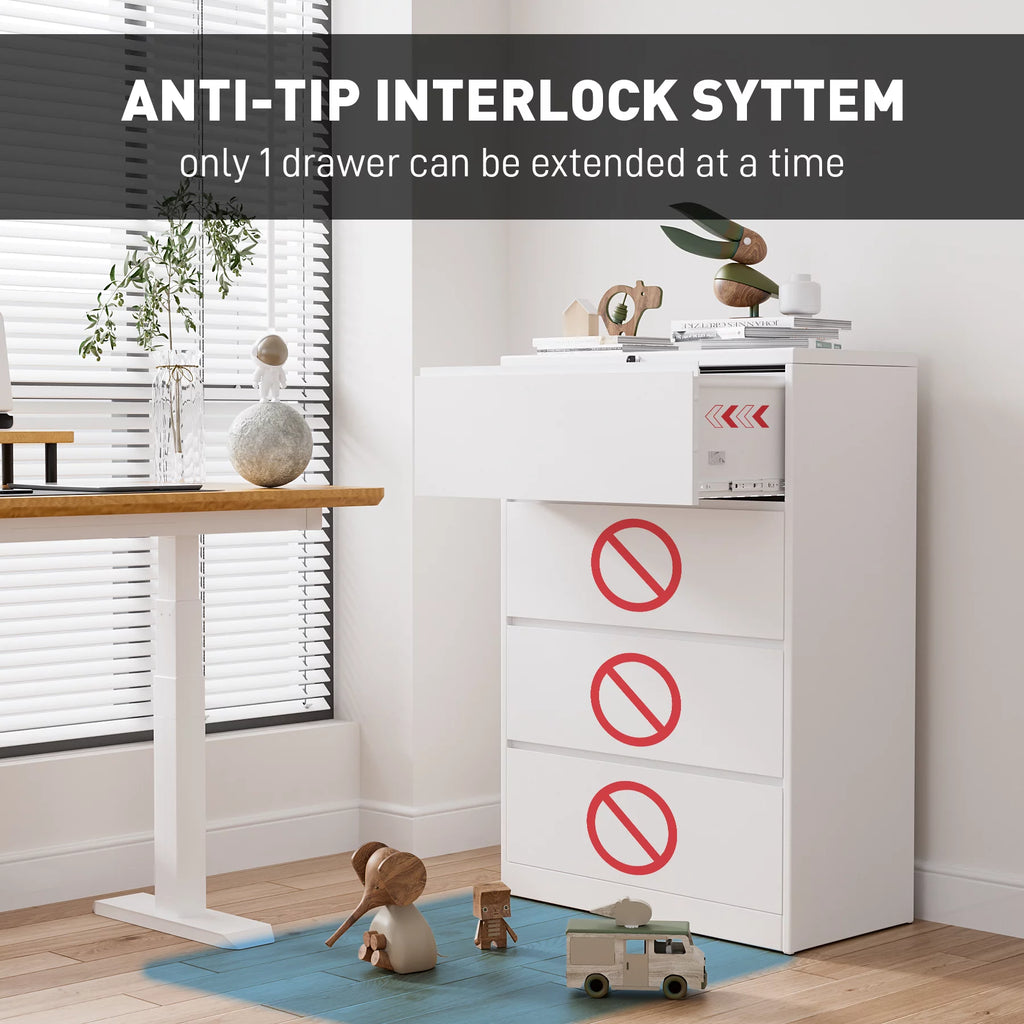4 Drawer Metal File Cabinet with Lock D83771