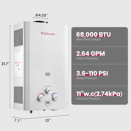 Propane Tankless Water Heater 6L, Portable Outdoor Hot Water Heater, White H413