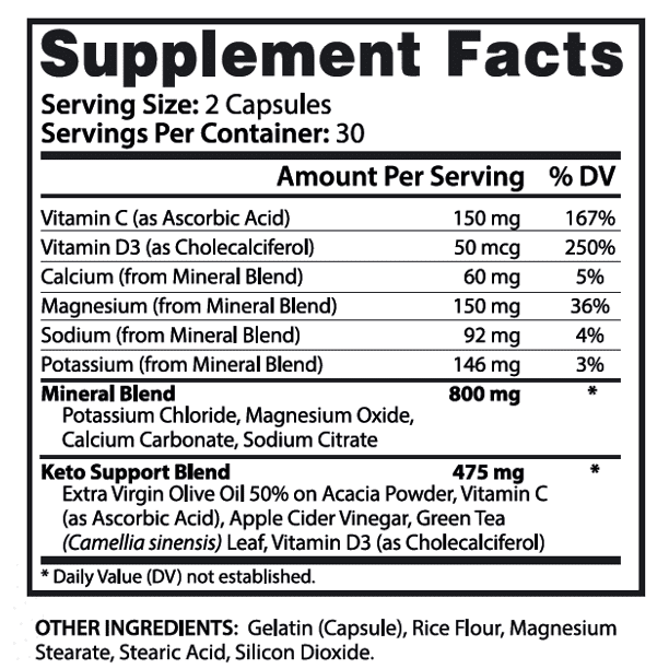 Keto ACV Pills 1275mg Dietary Supplement 180 Capsules C7266