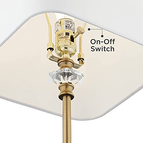 Traditional Buffet Table Lamp 29 1/2" Tall Gold Column Clear Crystal Glass White Fabric Shade C314