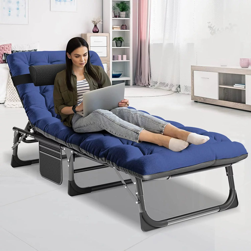 Adjustable 4-Position Folding Camping Cot with Pillow V7098