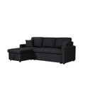 Black Sleeper Sectional Sofa Bed with Storage Chaise I67137