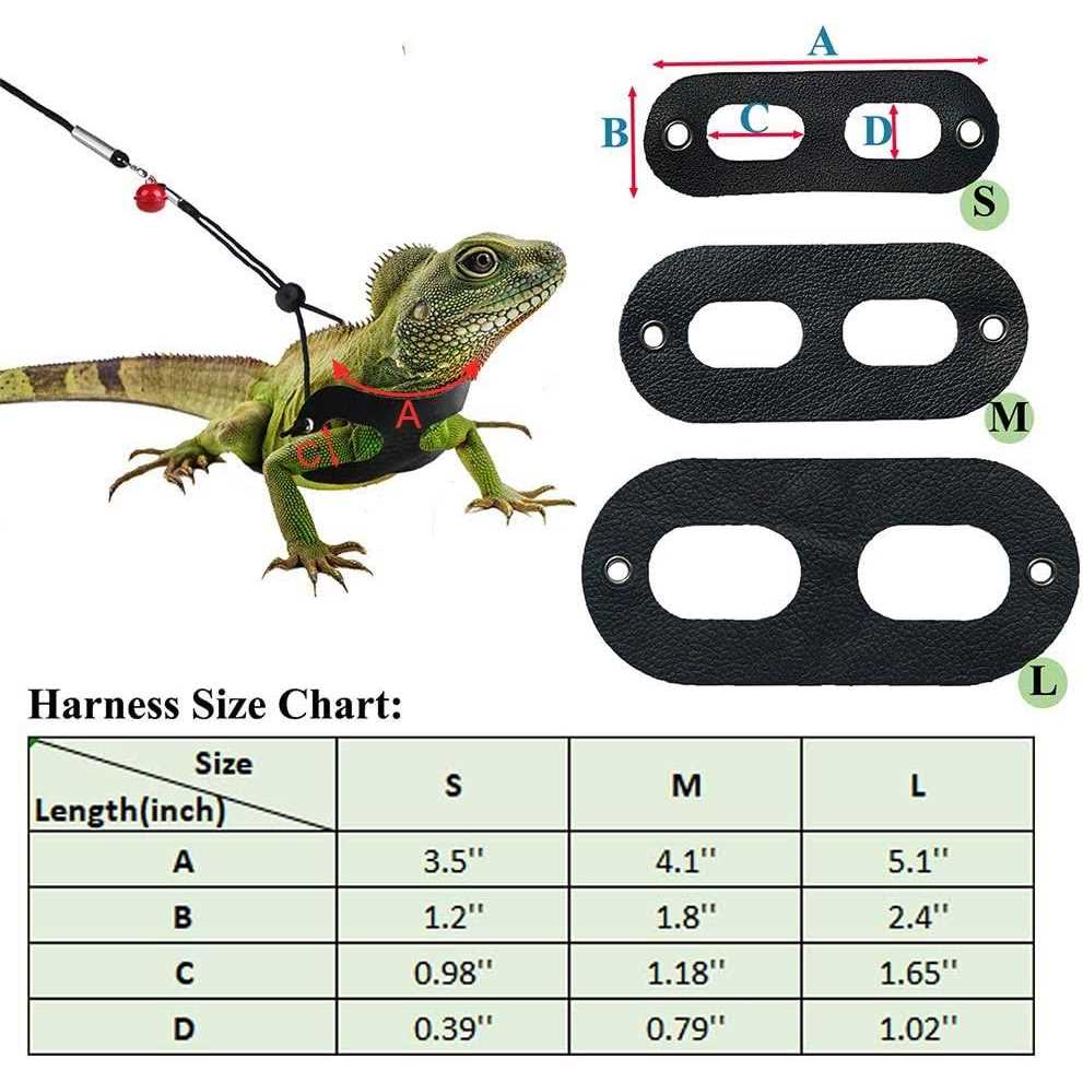 Adjustable Soft Leather Bearded Dragon Harness and Leash T2222