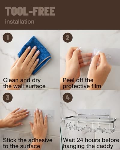 Black Adhesive Shower Caddy 6-Pack G689