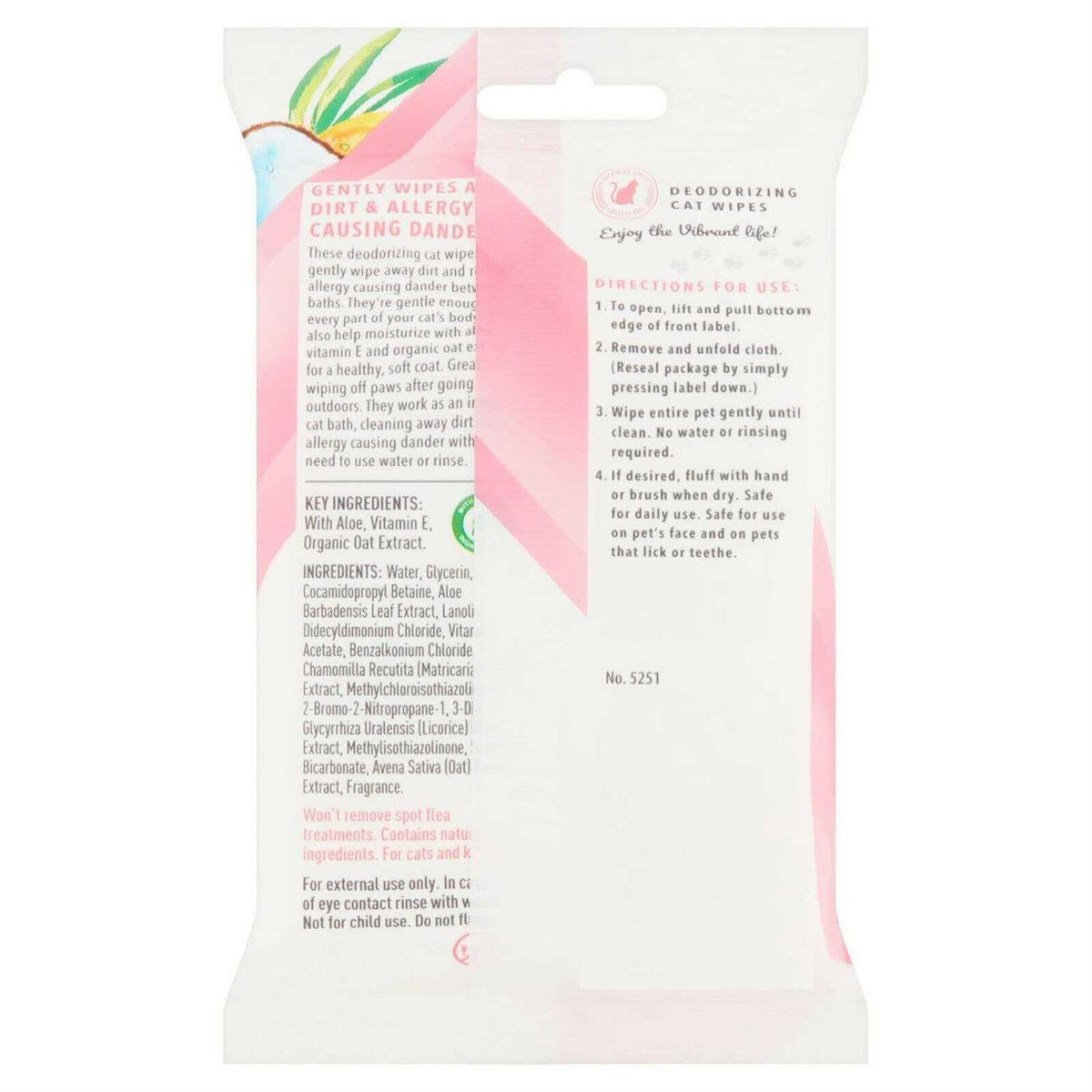 Vanilla Coconut Deodorizing Wipes for Cats & Kittens C3454