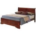 Cherry Queen Size Wood Storage Sleigh Bed F282915