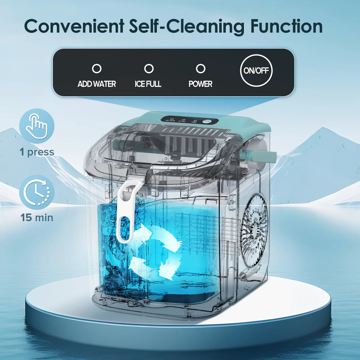Portable Countertop Ice Maker with Handle, 26Lbs/24H, Black Y1865