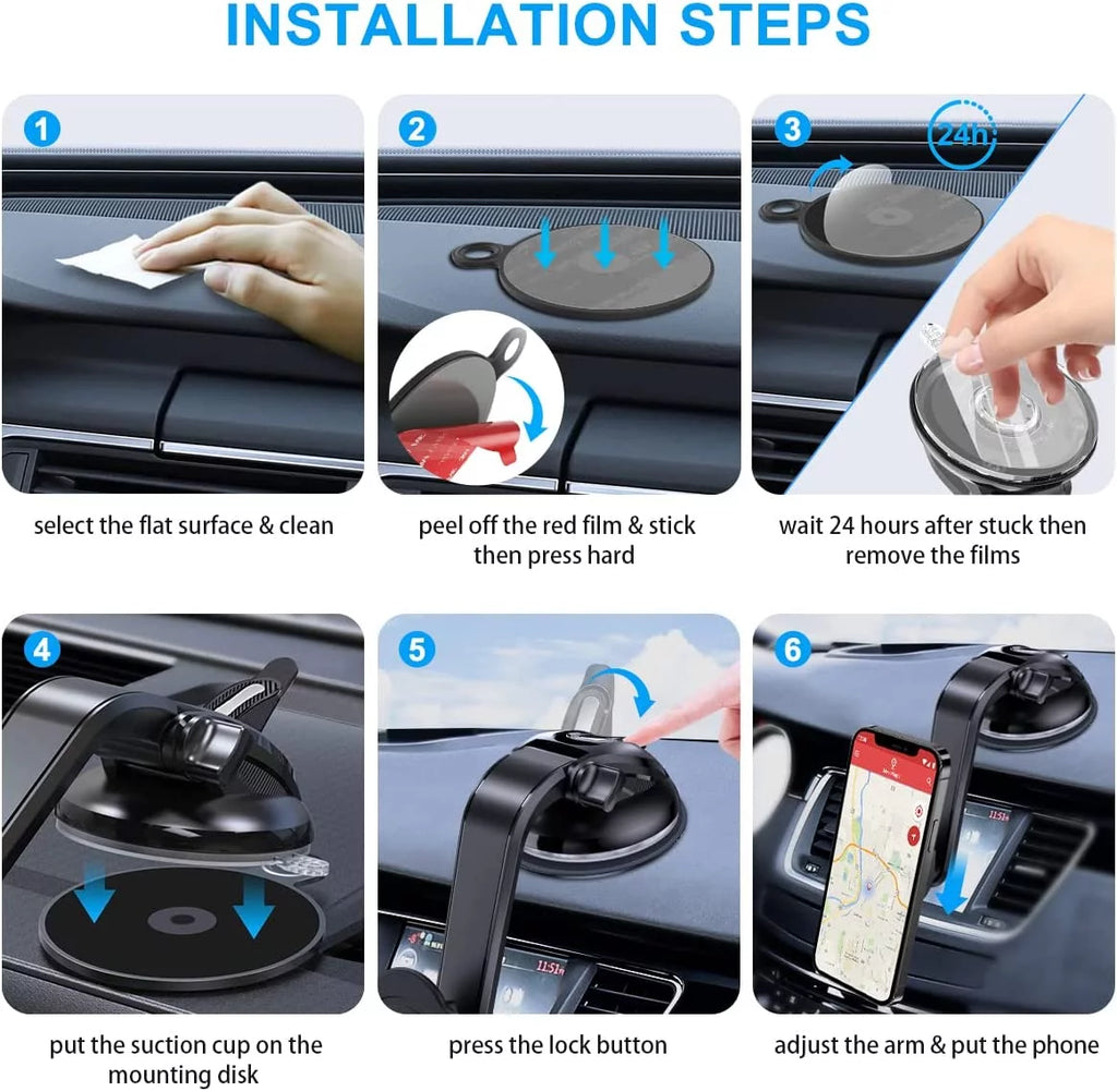 Suction Cup Phone Holder with 360 Rotation - Black M4348
