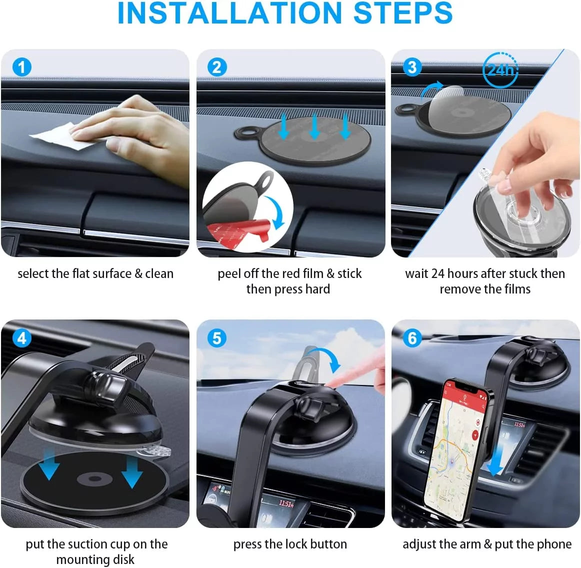 Suction Cup Phone Holder with 360 Rotation - Black M4348
