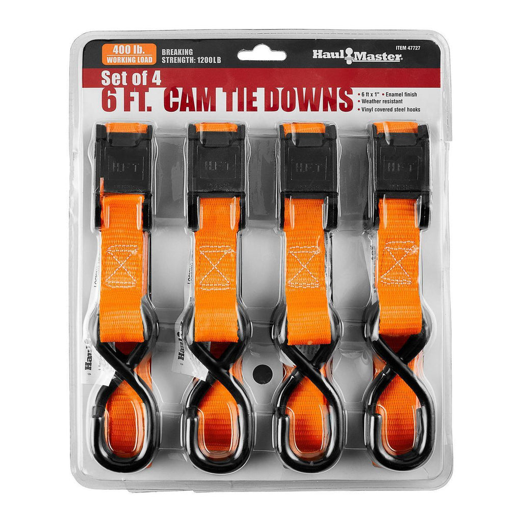 400 lb. Capacity 1 in. x 6 ft. Cam Buckle Tie-Downs, 4-Pack W3705