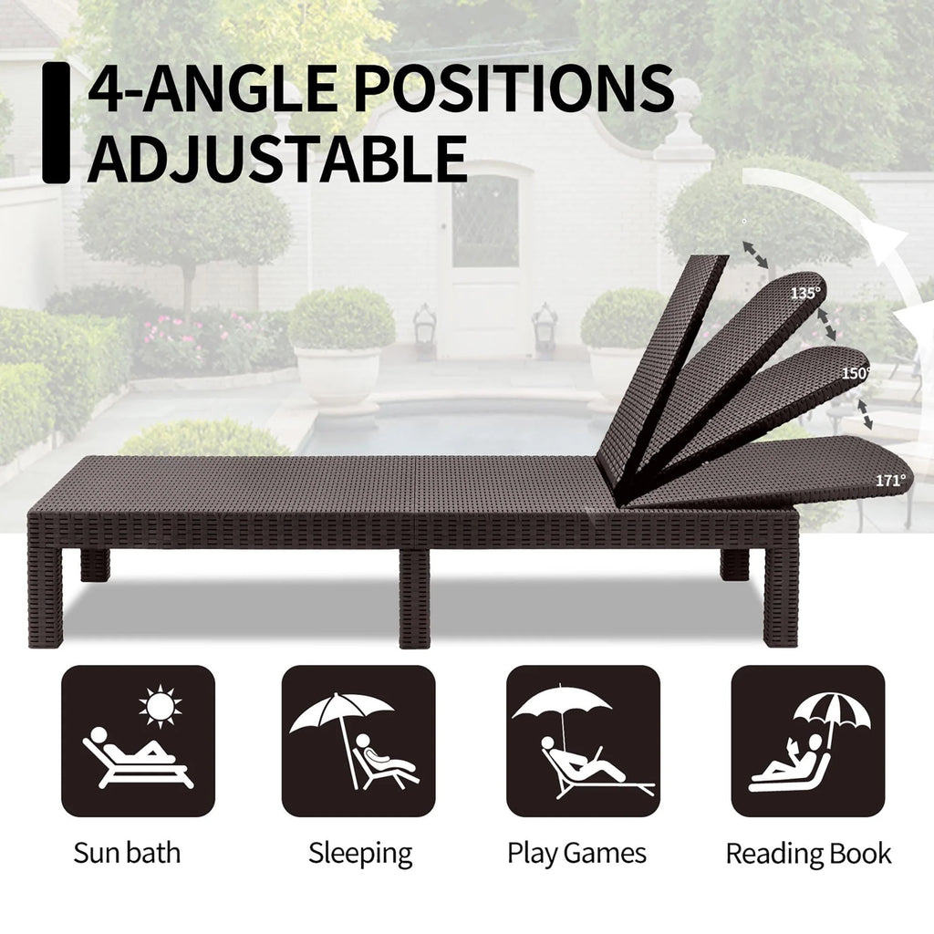 Chaise Lounge Set of 2 with 6 Backrest Angles and Canopy A3815