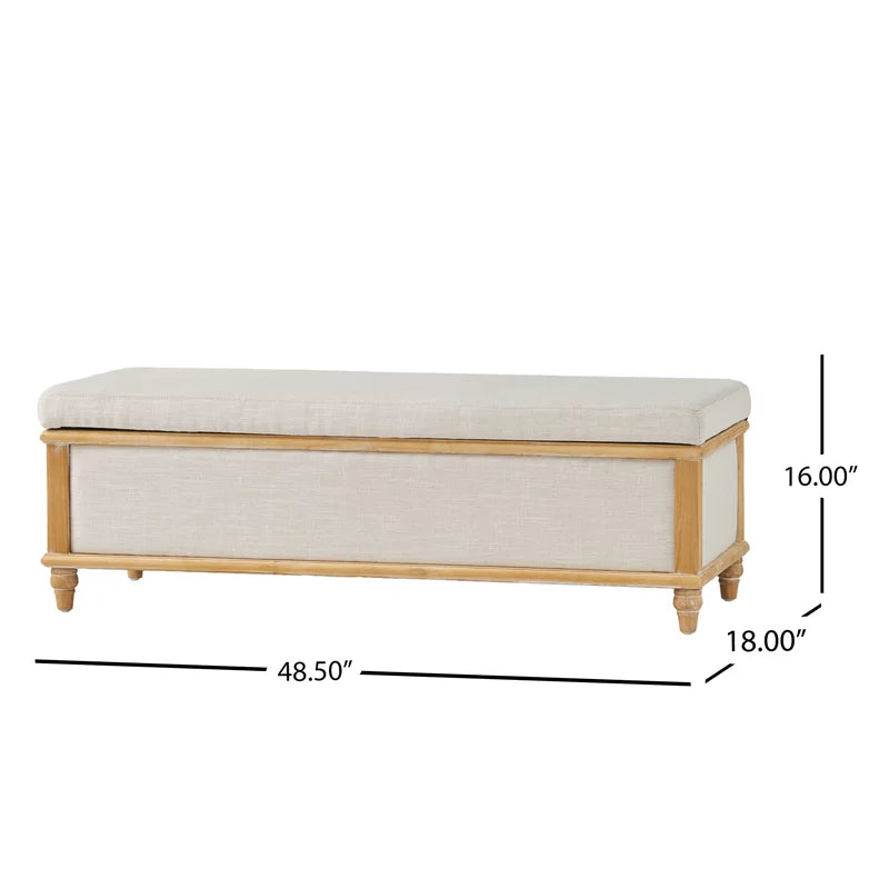 Fabric & Wood Storage Ottoman T9393
