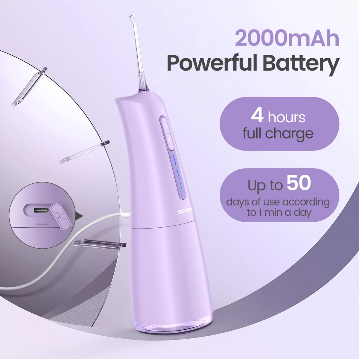 Cordless Water Flosser 300mL USB Rechargeable Pink K9952