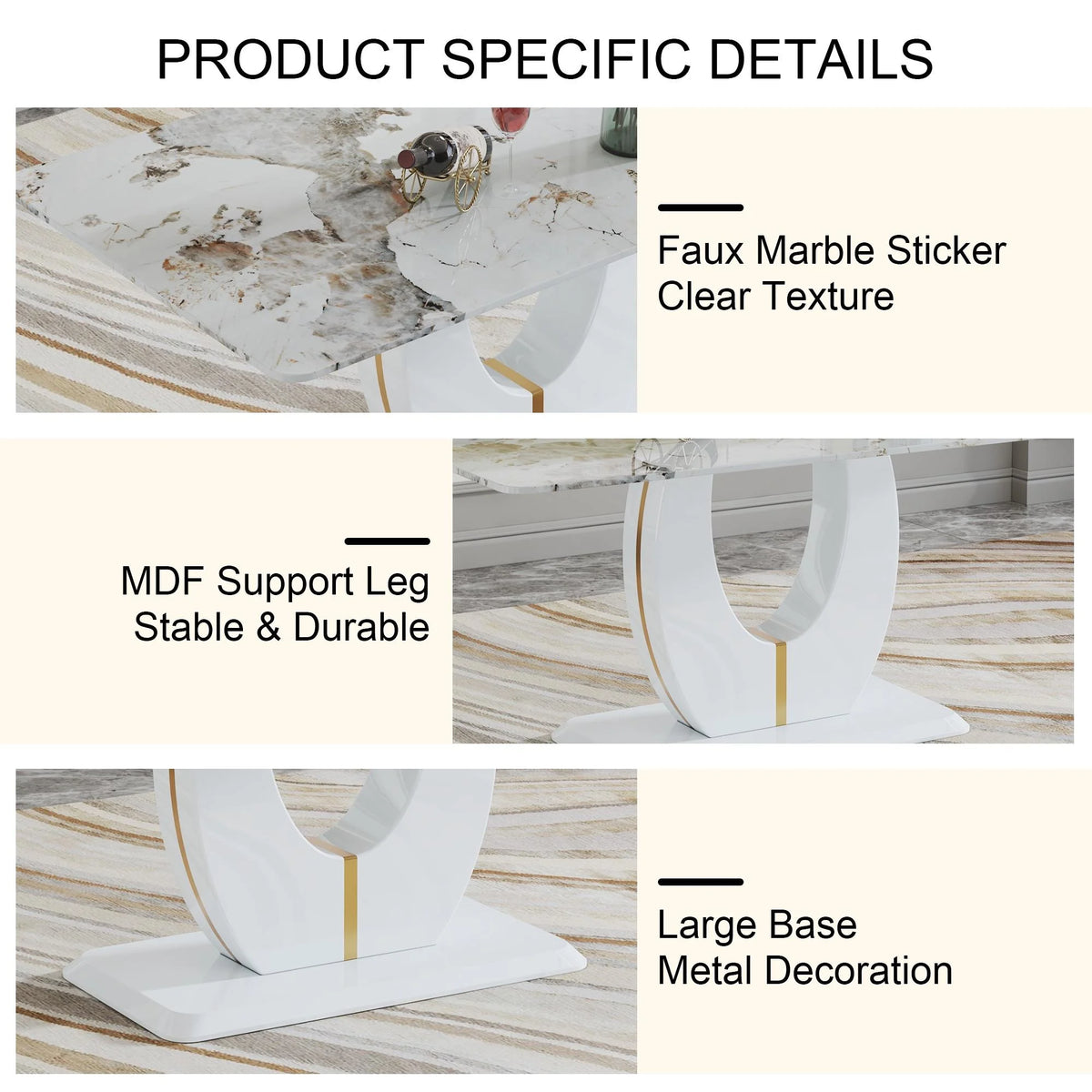 Grey 7 Piece Faux Marble Dining Table Set E502452