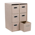 Linen Cube Organizer Shelf with 6 Storage Bins T758117