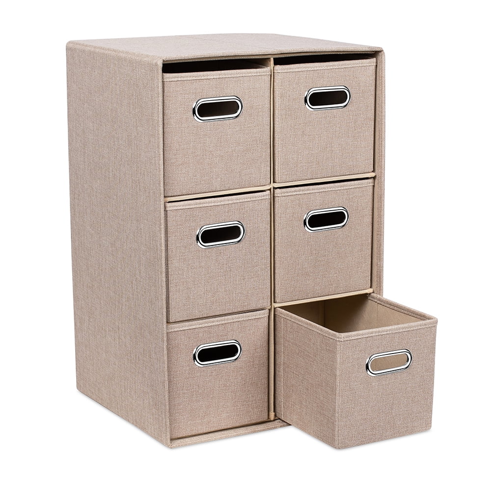 Linen Cube Organizer Shelf with 6 Storage Bins T758117