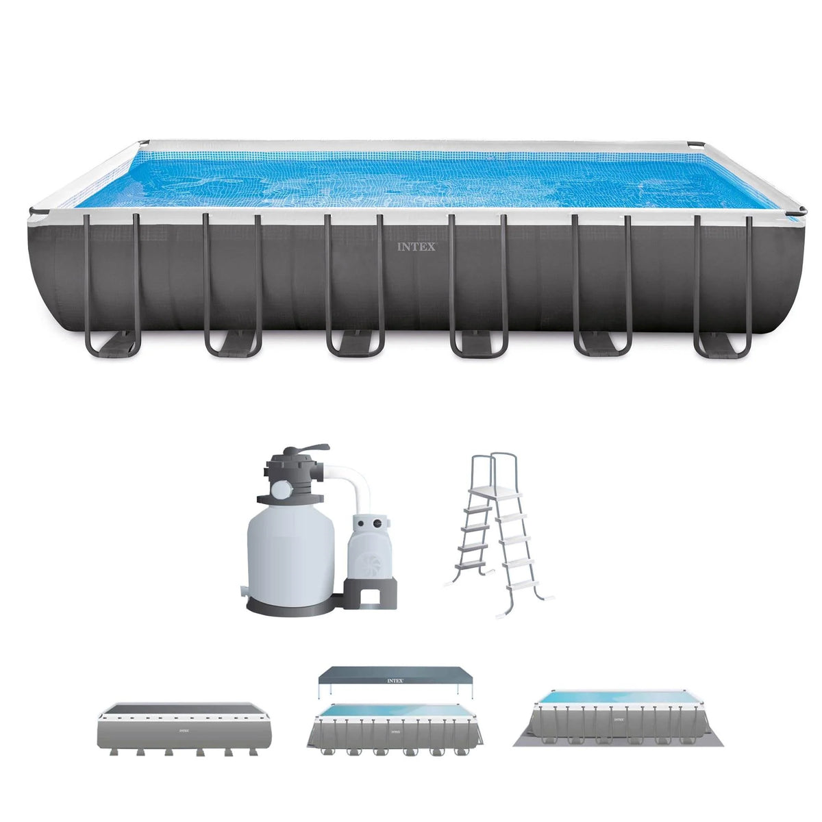 24' x 12' x 52 Rectangular Frame Swimming Pool with Pump S574081