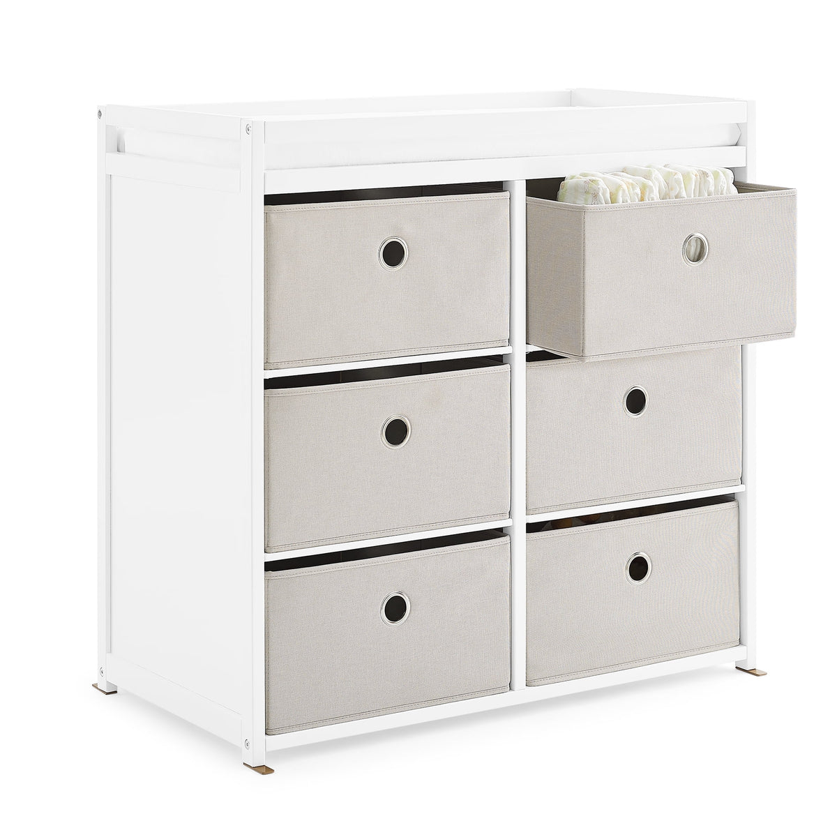 Changing Table with Fabric Bins X146