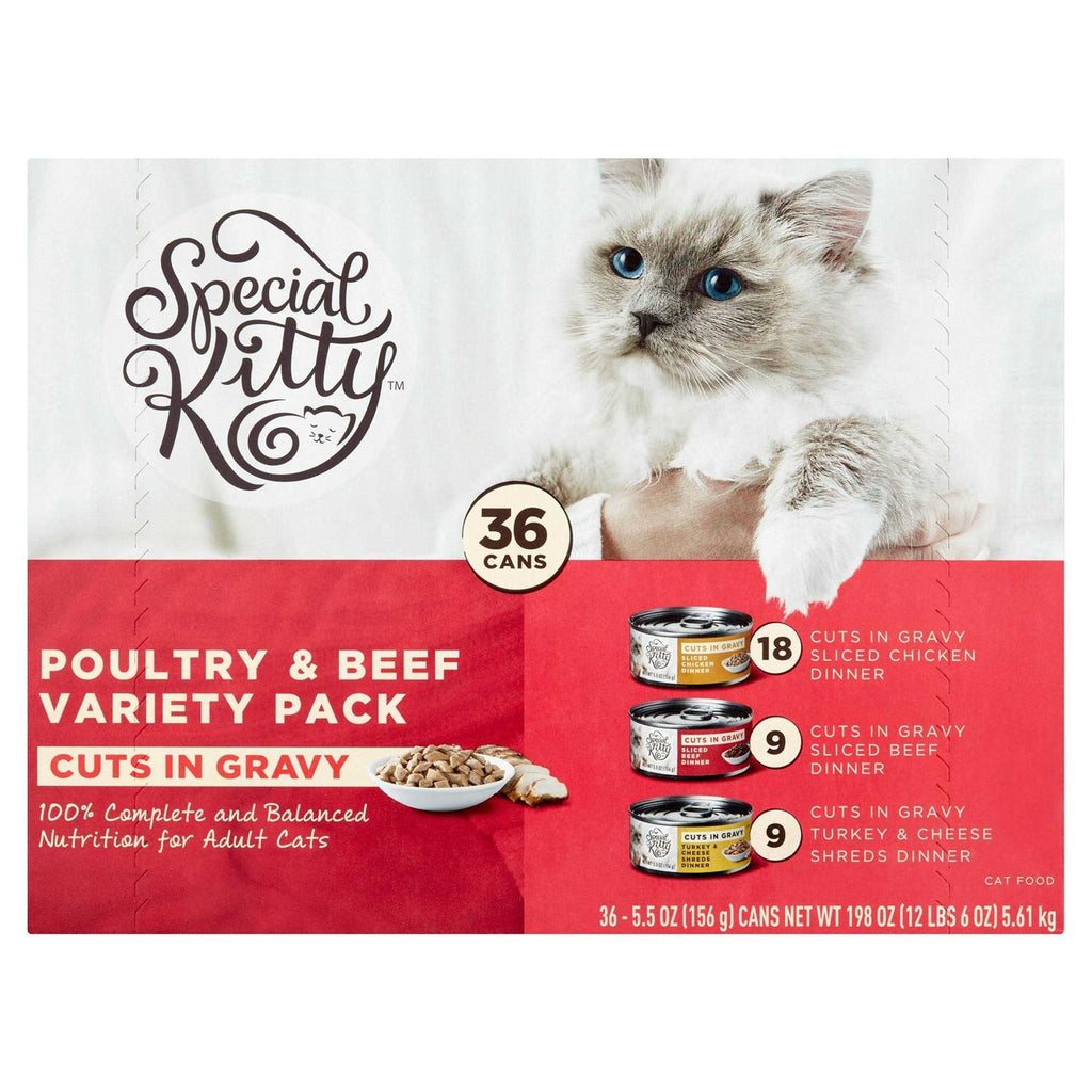 Beef Chicken Turkey & Cheese Gravy Sliced Wet Cat Food Variety Pack F814370