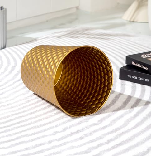 Small Gold Metal Trash Can B70802