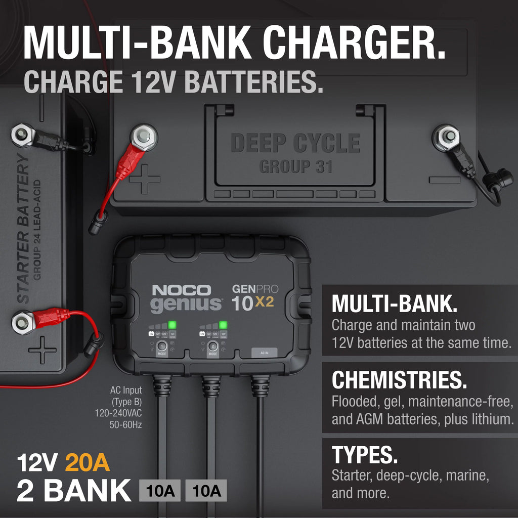 2-Bank 20A 12V Onboard Battery Charger S863