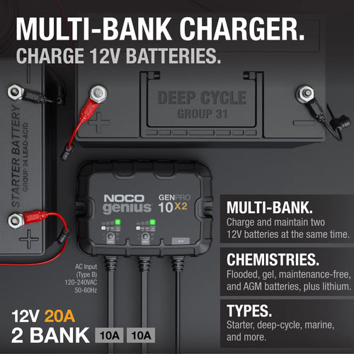 2-Bank 20A 12V Onboard Battery Charger S863