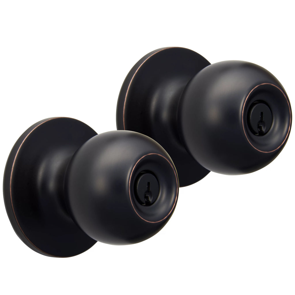 Keyed Entry Ball Style Doorknob Oil-Rubbed Bronze Twin Pack D7850