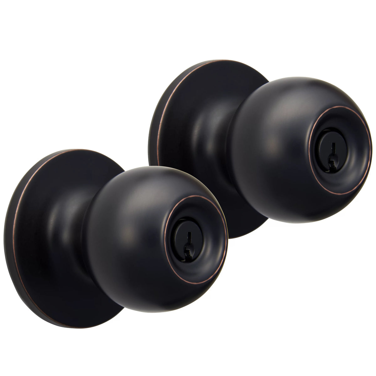 Keyed Entry Ball Style Doorknob Oil-Rubbed Bronze Twin Pack D7850