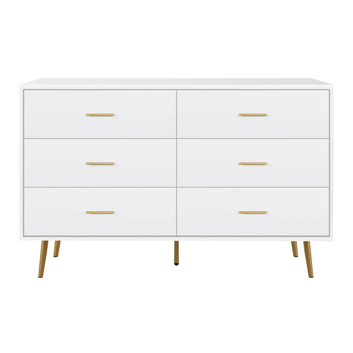 Wood 6 Drawer Dresser with Metal Handles C9261