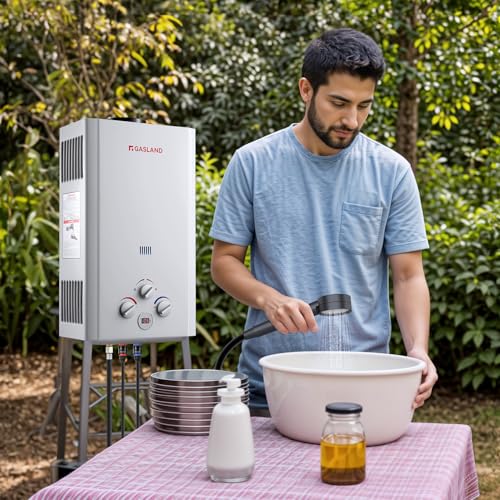 Propane Tankless Water Heater 6L, Portable Outdoor Hot Water Heater, White H413