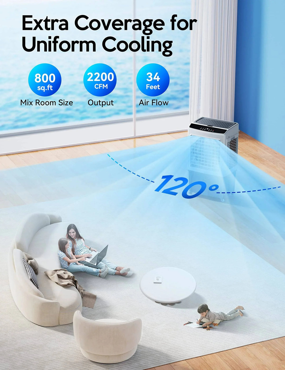 Evaporative Air Cooler, 2200CFM 9.2Gallon with Remote Control N8250