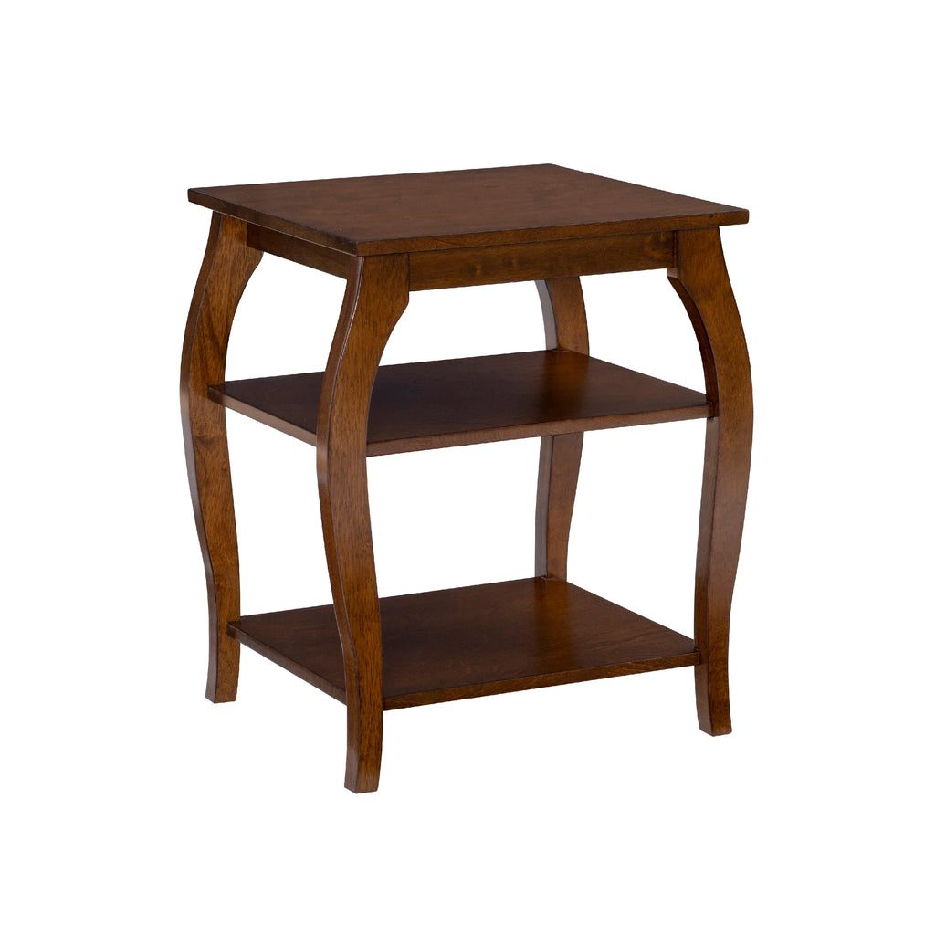 2- Shelf Indoor Accent Side Table, 23" Tall, Hazelnut E1250