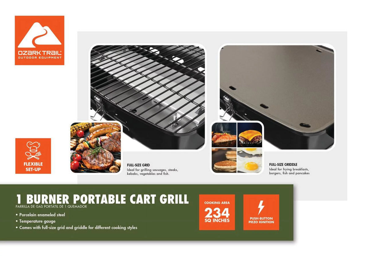 Portable 1 Burner Propane Grill with Griddle Plate C739