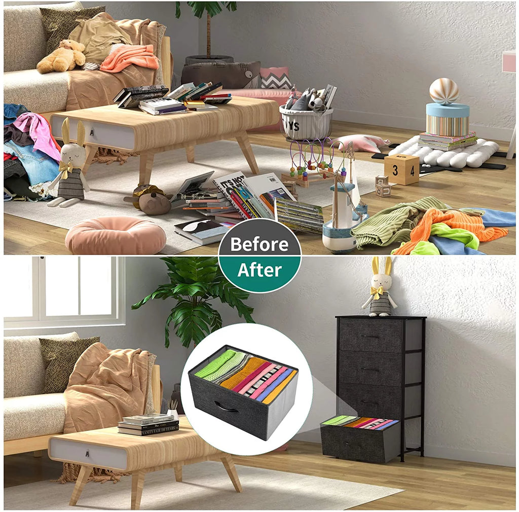 4 Drawers Dresser Storage Tower Black Grey H5441